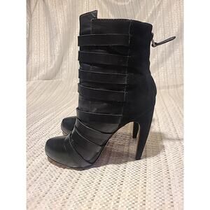 Sam Edelman Kourtney Black Leather Ankle Boots W Stiletto Heel Sz 7.5